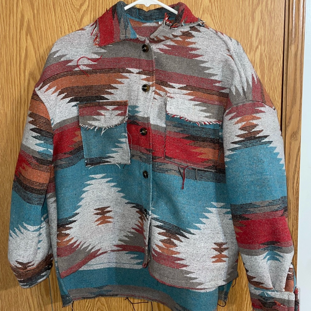 Women’s Geometric Aztec button down jacket